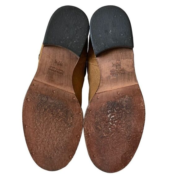 SAKS FIFTH AVENUE ITALY 10022 SHOES CAMEL SUEDE ANKLE BUCKLE BOOTS - Picture 10 of 14